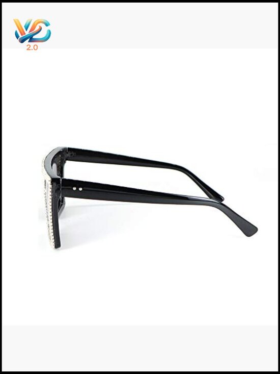 Oversized Square Flat Top Sunglasses Bling Rhinestone Y2K Shades UV400 main image 5
